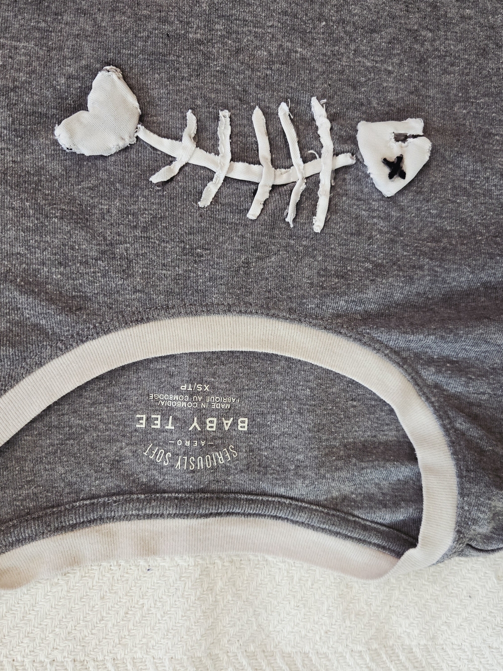 Gray Ringer Tee with Fishbone Graphic - Picture 3 of 3